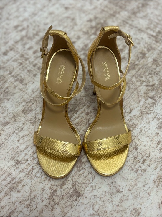 MICHAEL Michael Kors Shoes - MICHAEL Michael Kors Metallic Gold Ankle-Strap Heels